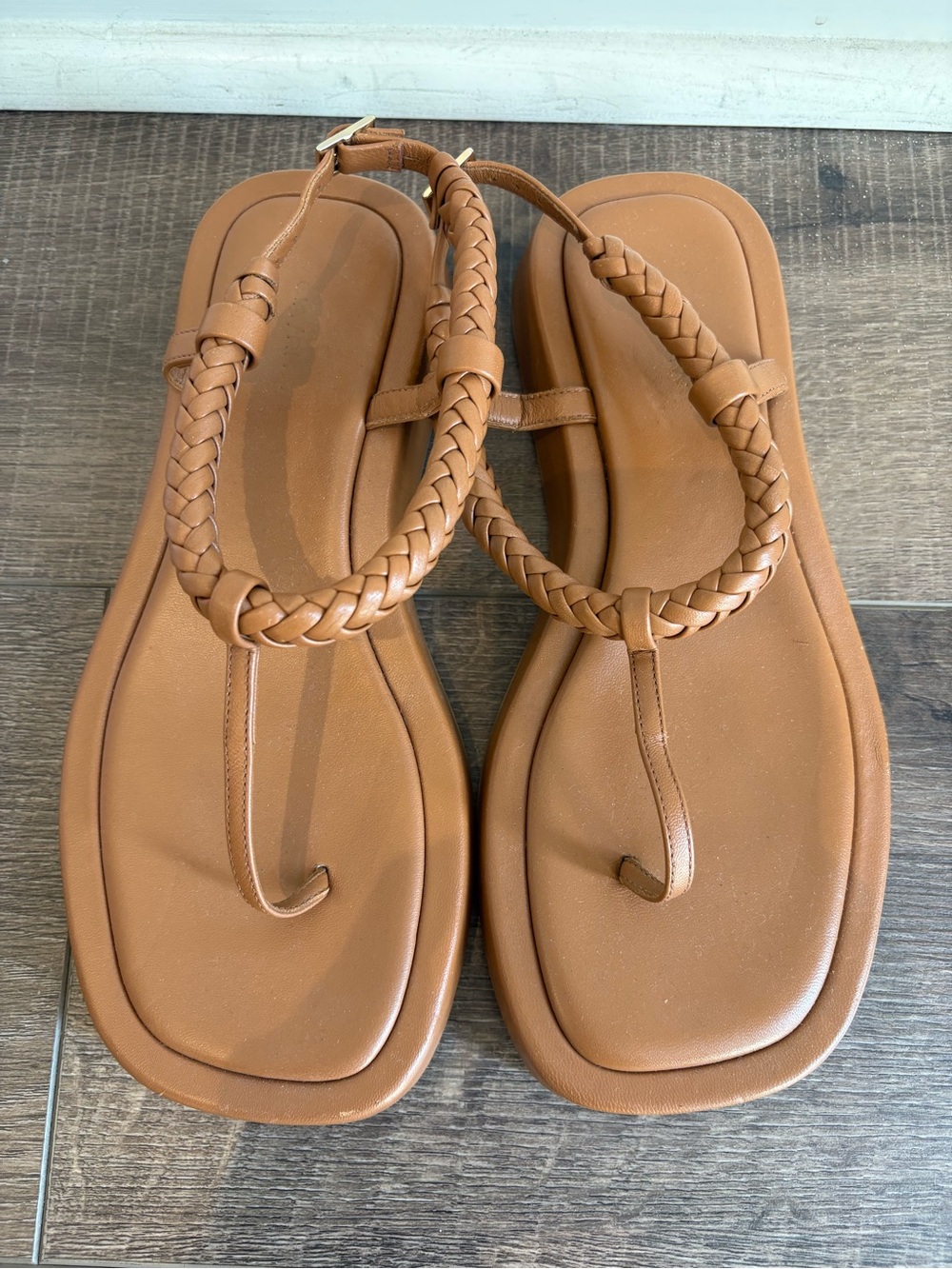 Gia Borghini Tan Braided Thong Sandals